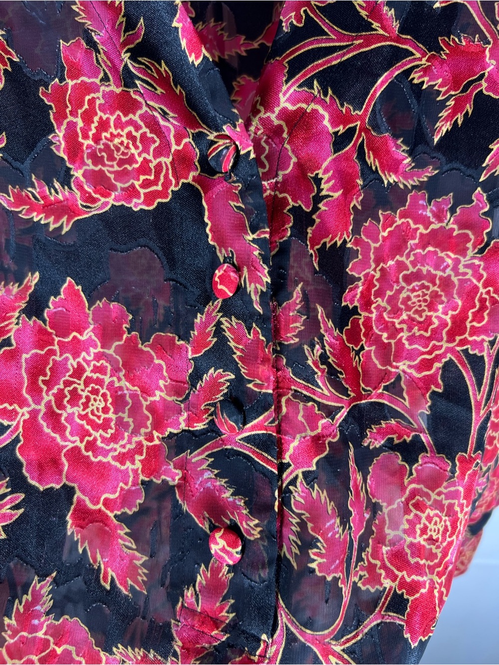 Vintage Victorias Secret Gold Label Floral Night Shirt Gown Semi-Sheer Size P - Picture 4 of 9